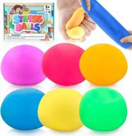 набор из 6 мячей для снятия стресса для детей и взрослых - squishy toys, bouncy balls, fidget toy pack, slow rising sensory anxiety tool логотип