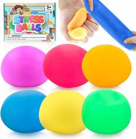 img 4 attached to 6 Pack Stress Relief Ball Set For Kids & Adults - Squishy Toys, Bouncy Balls, Fidget Toy Pack, Slow Rising Sensory Anxiety Tool