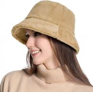 vintage faux fur fisherman cap: stay warm with winter bucket hat for women logo