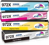 🖨️ kingway high yield ink cartridge set for hp 972x 972xl | compatible with pagewide pro 477dn, 477dw, 577dw, 577z, 552dw, 452dn, 452dw printers | pack of 4 logo