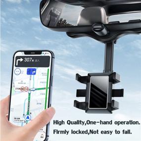 img 2 attached to 📱 TESSONO Rearview Mirror Bracket: 360° Rotatable & Retractable Car Phone Holder - Universal Mobile GPS Navigation Holder for All Cars