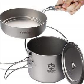 img 4 attached to Bestargot Camping Titanium Pot & Pan Set - Portable Outdoor Cookware For Backpacking, Camp Cooking And Traveling.