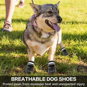 img 3 attached to 🐾 Waterproof Breathable Dog Shoes for Small Medium Large Dogs, Non-Slip Adjustable Booties with Fleece Lining for Winter Snow and Hot Pavement, 4PCS (Black-Size 8) - Perfect for Outdoor Hiking!