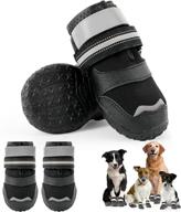 🐾 waterproof breathable dog shoes for small medium large dogs, non-slip adjustable booties with fleece lining for winter snow and hot pavement, 4pcs (black-size 8) - perfect for outdoor hiking! логотип