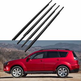 img 4 attached to Set Of 4 Weatherstripping Window Seals For Mitsubishi Outlander 2006-2012, Black Door Outer Trim Seals With Belt - MotorFansClub Compatible