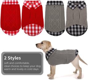 img 1 attached to 🐶 Petgot 2-Pack Dog Clothes: Turtleneck Plaid Patchwork Dog Sweater, Warm Pet Sweater with Classic Cable Knit Design for Small, Medium, and Large Dogs