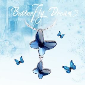 img 1 attached to Ожерелье с подвеской Sparkling Butterfly Love с австрийскими кристаллами — стильное заявление синего денима для женщин от EleQueen