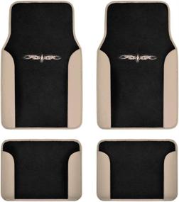 img 4 attached to 🚗 BDK Fresh Carpet Floor Mats, Tribal Tattoo Design with Vinyl Trim for Car Sedan Truck SUV, Front & Rear Set of 4 Universal Fit, in Tattoo Beige (MT-201-BG)