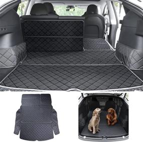 img 4 attached to 🐾 TAUTO Tesla Model Y Waterproof Trunk Pet Mat Liner Cargo Mats – Rear Seat Cover Protector Accessories 2022 2021 2020, Black