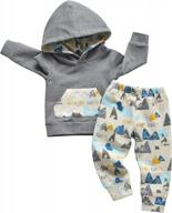 cute little bear hoodie set for toddler boys - long sleeve top and pants logo