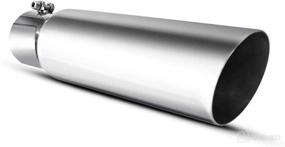 img 4 attached to Apeixoto 2.75 Inch Inlet Exhaust Tip - Polished Stainless Steel Tailpipe Upgrade with Bolt On Design: 3.5 Inches Outlet, 12 Inches Long