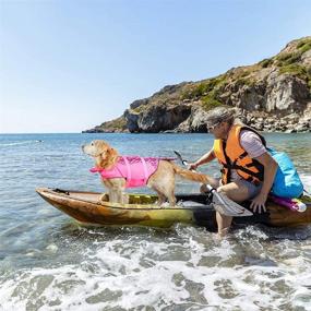 img 1 attached to 🐶 Chin Lift Dog Life Jacket Vests: Blue Orange Mermaid Shark Design for Swimming, Boating, Canoeing, Beach - Perfect for Small Medium Large Dogs