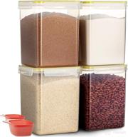 🍚 komax biokips flour and sugar storage containers - set of 4 | large canisters (175-oz) + 2 measuring scoopers (1-cup) | bpa-free, airtight pantry containers with locking lid логотип