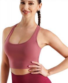 img 3 attached to Strappy Racerback Yoga Sports Bra With Longline Crop Top, Wirefree Pads, And Medium-Impact Support For Women By TrainingGirl - Ideal For Workouts And Fitness Enthusiasts