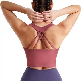 img 4 attached to Strappy Racerback Yoga Sports Bra With Longline Crop Top, Wirefree Pads, And Medium-Impact Support For Women By TrainingGirl - Ideal For Workouts And Fitness Enthusiasts
