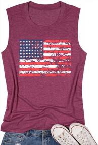 img 4 attached to Women'S Patriotic Tank Tops With American Flag Print - USA Stars And Stripes Loose Summer Vest Tees By FAYALEQ