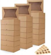 🍪 eupako 8x6x2.5 дюймов коробки для печенья: коричневые подарочные коробки для выпечки, авто-всплывающие с окном - 25 штук. логотип