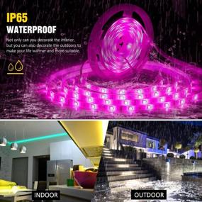 img 1 attached to YISMEET LED Strip Lights With Remote, 16.4Ft RGB Color Changing Strip Lights Sync With Music, IP65 Waterproof LED Light Strips, Timing, Dimmable 5050 LED Flexible Rope Lights For Bedroom, TV, Ceiling