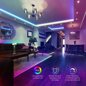 img 2 attached to YISMEET LED Strip Lights With Remote, 16.4Ft RGB Color Changing Strip Lights Sync With Music, IP65 Waterproof LED Light Strips, Timing, Dimmable 5050 LED Flexible Rope Lights For Bedroom, TV, Ceiling
