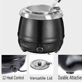 img 1 attached to Kitma 11 Qt Electric Soup Kettle, Countertop Food Kettle Warmer, Black, 120V, 400W