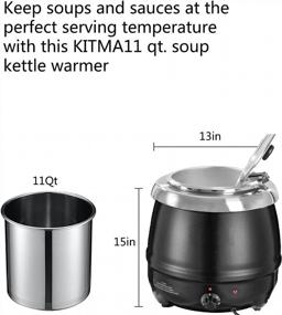 img 3 attached to Kitma 11 Qt Электрический суповой чайник, Настольный подогреватель для чайника, черный, 120 В, 400 Вт