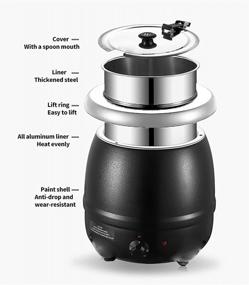 img 2 attached to Kitma 11 Qt Электрический суповой чайник, Настольный подогреватель для чайника, черный, 120 В, 400 Вт