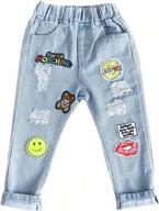 👖 tjtjxrxr little baby boys girl ripped western jeans: trendy denim pants for kids with friend-style influence логотип