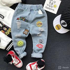 img 3 attached to 👖 TJTJXRXR Little Baby Boys Girl Ripped Western Jeans: Trendy Denim Pants for Kids with Friend-Style Influence