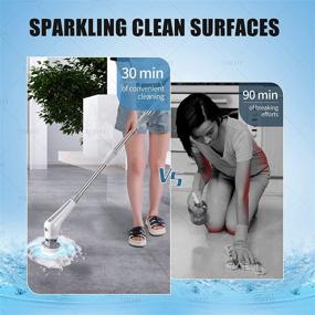 img 2 attached to 🧽 Electric Spin Scrubber with Adjustable Extension Arm and Replaceable Cleaning Heads: Powerful Cordless Cleaning Brush for Bathroom, Tub, Tile, Floor - Enhancements include Lights!