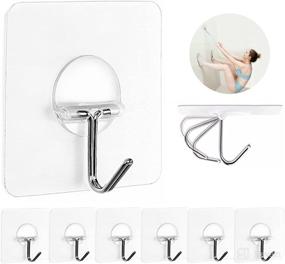 img 4 attached to JINSHUNFA 13lb(Max) Transparent Reusable Seamless Wall Hooks - Heavy Duty Self Adhesive Hooks, Waterproof and Oilproof for Bathroom and Kitchen - 8 Pack