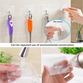 img 3 attached to JINSHUNFA 13lb(Max) Transparent Reusable Seamless Wall Hooks - Heavy Duty Self Adhesive Hooks, Waterproof and Oilproof for Bathroom and Kitchen - 8 Pack