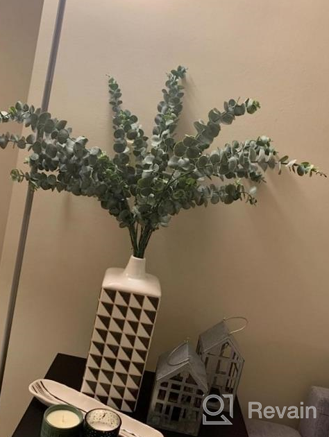 img 1 attached to 6 Pack Artificial Greenery Stems Fake Silver Dollar Eucalyptus Leaves Bush For Wedding Jungle Baby Shower Party Bouquet Vase Centerpiece Decor In Dusty Green review by Gabriel Day