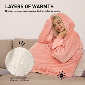 img 2 attached to Pink XL Sherpa Wearable Blanket Sweatshirt For Men And Women - Winthome Oversized Hoodie With Deep Pockets And Sleeves For Soft And Warm Lounging