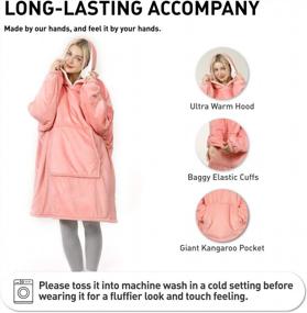 img 3 attached to Pink XL Sherpa Wearable Blanket Sweatshirt For Men And Women - Winthome Oversized Hoodie With Deep Pockets And Sleeves For Soft And Warm Lounging