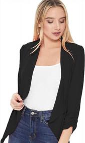 img 2 attached to Women'S Solid Casual Loose Fit Comfy Open Draped Neck Cardigan Blazer Jacket/Made In USA