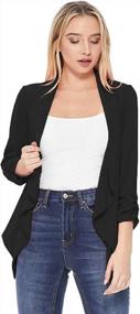img 4 attached to Women'S Solid Casual Loose Fit Comfy Open Draped Neck Cardigan Blazer Jacket/Made In USA