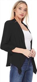 img 3 attached to Women'S Solid Casual Loose Fit Comfy Open Draped Neck Cardigan Blazer Jacket/Made In USA