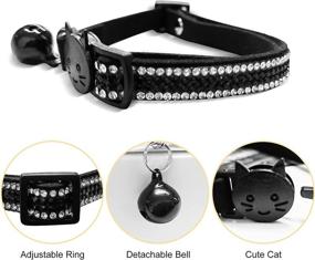 img 4 attached to Premium Breakaway Cat Collars by HOMEKNOBS - Adjustable and Safe Pet Collar with Bell, Velvet Kitty Collar for Cats and Kittens - Bling Rhinestone Design for Girl and Boy Cats - 1pcs