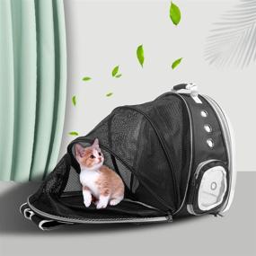 img 3 attached to Expandable Cat Backpack Carrier with Breathable Space Capsule Design – Airline-Approved for Travel, Hiking, and Outdoor Adventures (Black)