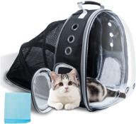 expandable cat backpack carrier with breathable space capsule design – airline-approved for travel, hiking, and outdoor adventures (black) logo
