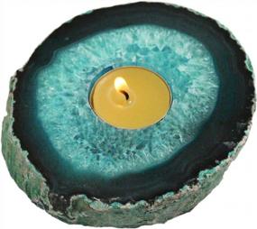 img 4 attached to Bring Tranquility Home With AMOYSTONE Teal Agate Candle Holders - Handcrafted Healing Crystal Tealight Holders For Calming Home Decor