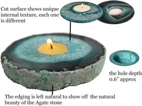 img 3 attached to Bring Tranquility Home With AMOYSTONE Teal Agate Candle Holders - Handcrafted Healing Crystal Tealight Holders For Calming Home Decor