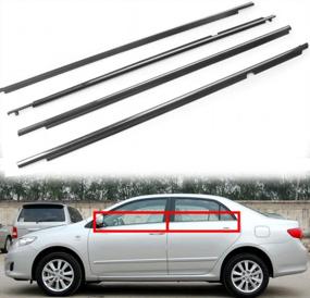 img 4 attached to Enhance Your 2009-2012 Toyota Corolla With 4Pcs Chrome Window Seal Car Window Moulding Trim Seal Belt, Perfectly Replaces Part #: 75710-02210 For Sedan Models