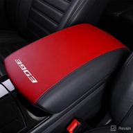 🚗 xiter car armrest cover saver for ford edge 2015-2021 - center console leather pad, central console armrest box protector - black+red interior accessories логотип