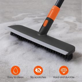 img 2 attached to CLEANHOME 2-in-1 Floor Scrub Brush: Extendable Long Handle, Rubber Squeegee, Stiff Bristles - Perfect for Bathroom, Kitchen, Patio, Deck Cleaning