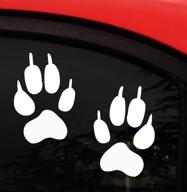 🐾 wolf paw print sticker decal - set of 2 white paw prints - authentic wolf footprint size - ideal for cars, trucks, walls, laptops - wolves bumper window sticker логотип