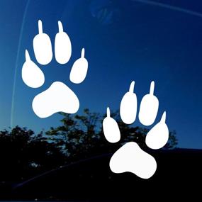 img 2 attached to 🐾 Wolf PAW Print Sticker Decal - Set of 2 White Paw Prints - Authentic Wolf Footprint Size - Ideal for Cars, Trucks, Walls, Laptops - Wolves Bumper Window Sticker