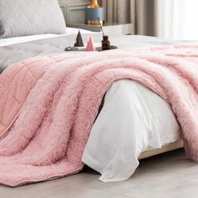 img 3 attached to Wemore Shaggy Long Fur Faux Fur Weighted Blanket, Cozy And Fluffy Plush Sherpa Long Hair Blanket For Adult 15Lbs, Fluffy Fuzzy Sherpa Reverse Heavy Blanket For Bed, Couch, Pink, 48 X 72 Inches