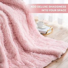 img 1 attached to Wemore Shaggy Long Fur Faux Fur Weighted Blanket, Cozy And Fluffy Plush Sherpa Long Hair Blanket For Adult 15Lbs, Fluffy Fuzzy Sherpa Reverse Heavy Blanket For Bed, Couch, Pink, 48 X 72 Inches