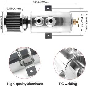 img 2 attached to Top10 Racing Universal 10AN Aluminum Baffled Oil Catch Can With Drain Valve 2 Ports Brushed Reservoir Tank With Breather Filter 750Ml Silver